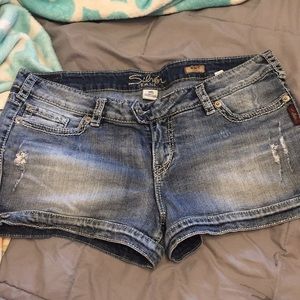 Silver jean shorts